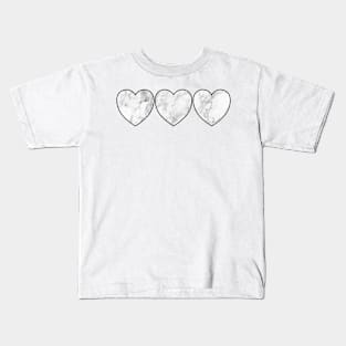 White Marble Hearts Kids T-Shirt